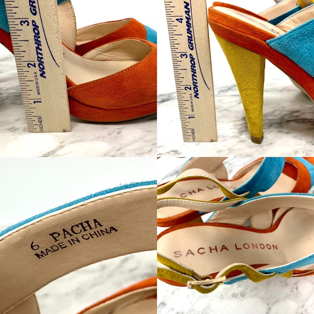 Sacha London Pasha Suede Colorful Sandals 6 Cocktail Resortwear Cruisewear Fun - Picture 14 of 15